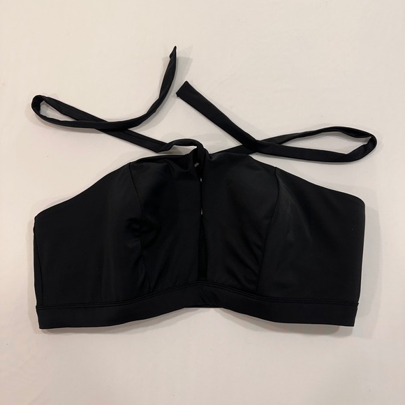 Cacique Swim High Neck Halter Bikini Top Womens 22 Black Keyhole | Minimalist - Picture 2 of 3
